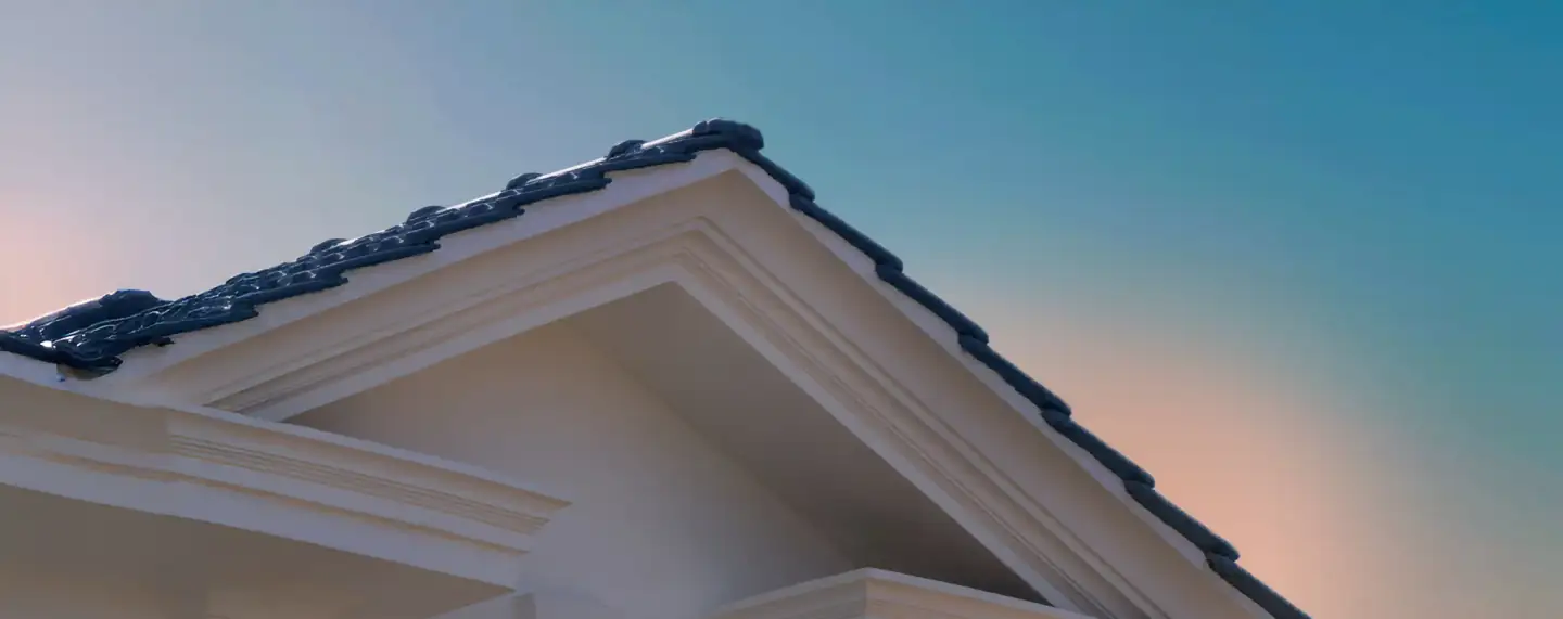 Blue roof and architectural details at Mountain View 1.1